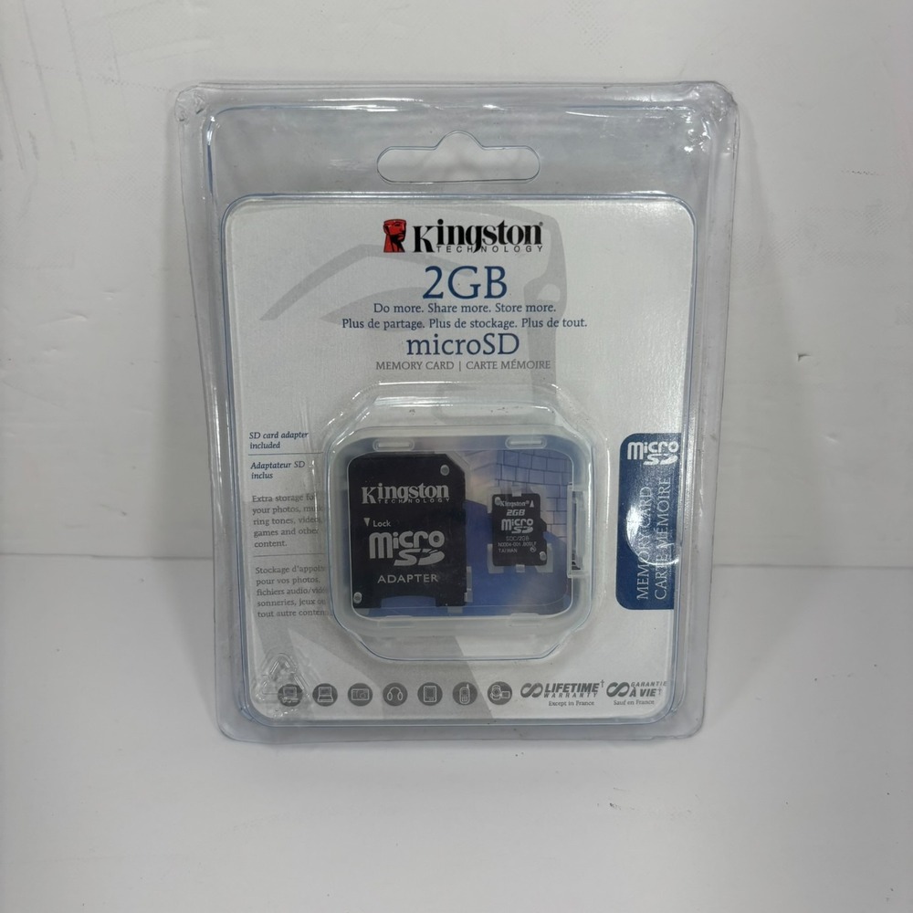 Vintage Kingston 2GB microSD Card with SD Adapter Factory Sealed New NOS SDC/2GB